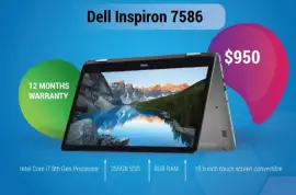 Dell Inspiron 7586 Intel Core i7 8th Gen Processor, $ 950