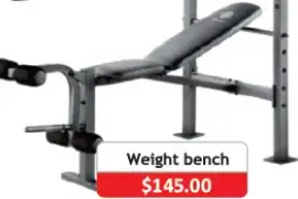 Weight Bench, $ 145.00