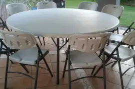 Round Fold In Half Tables, $ 2.00