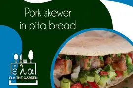 Pork Skewer in Pita Bread, $ 0.00