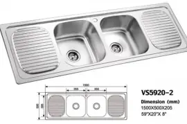 Kitchen sink double bowel double tray, $ 100.00